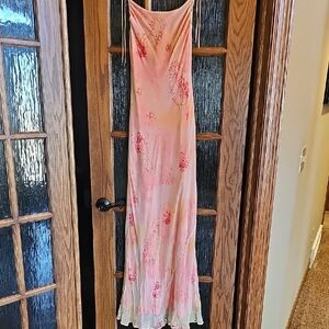 Laundry By Shelli Segal Pink Floral Maxi Slip Dress With Beading, 6